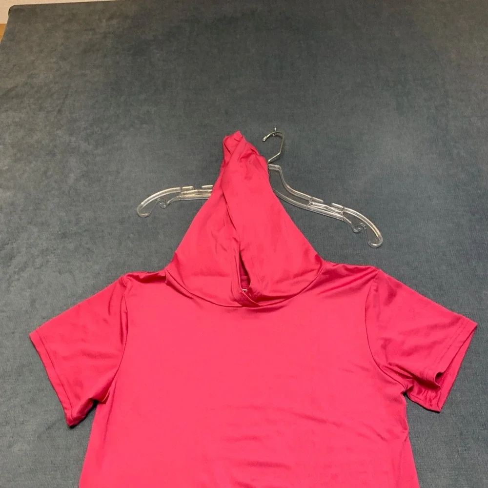 Spyder Swimsuit Cover Up Girls XL Pink Stretch Hood Short Sleeve Beach Swimwear